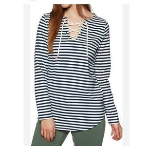 Joules Lacey Shirt Women's 12 French Navy White Jersey Stripe Nautical Coastal
